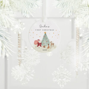 Baby’s First Christmas Decoration – Personalized Keepsake Ceramic Ornament