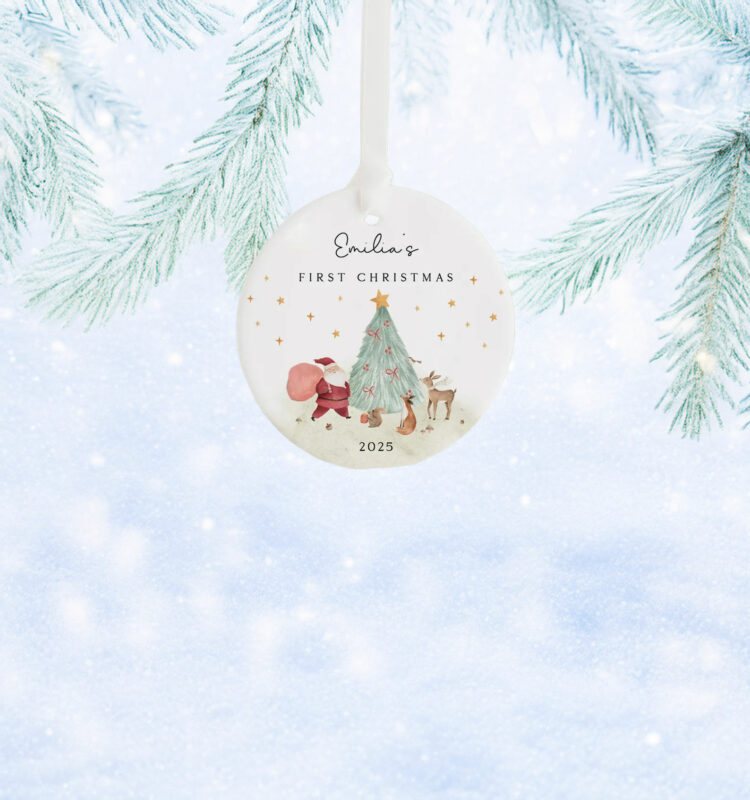 Baby’s First Christmas Decoration – Personalized Keepsake Ceramic Ornament