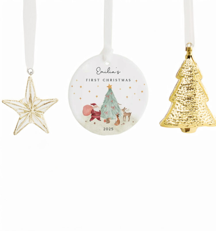 Baby’s First Christmas Decoration – Personalized Keepsake Ceramic Ornament
