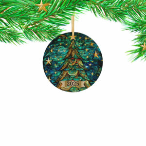 Christmas Tree Ornament 2025 – Stained Glass Holiday Decoration US