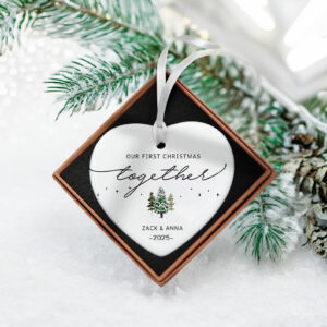First Christmas Together Ornament – Personalized Couples Ornament for Engaged or Newlyweds
