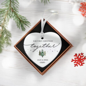 First Christmas Together Ornament – Personalized Couples Ornament for Engaged or Newlyweds
