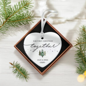 First Christmas Together Ornament – Personalized Couples Ornament for Engaged or Newlyweds