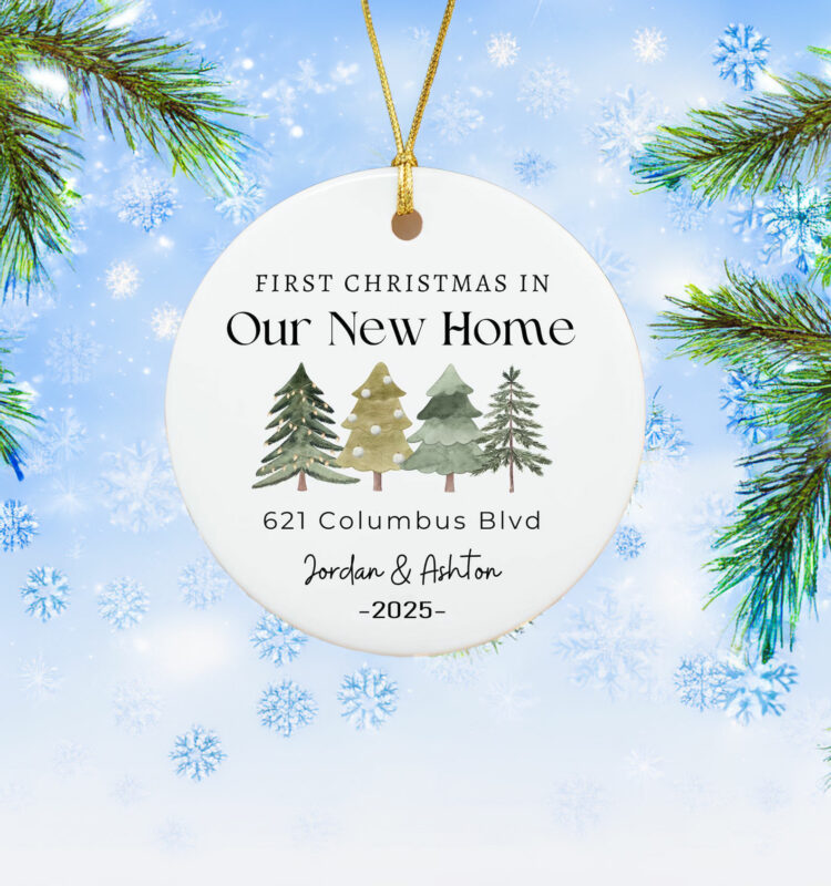First Christmas in Our New Home Ornament – Personalized 2025 New Home Keepsake