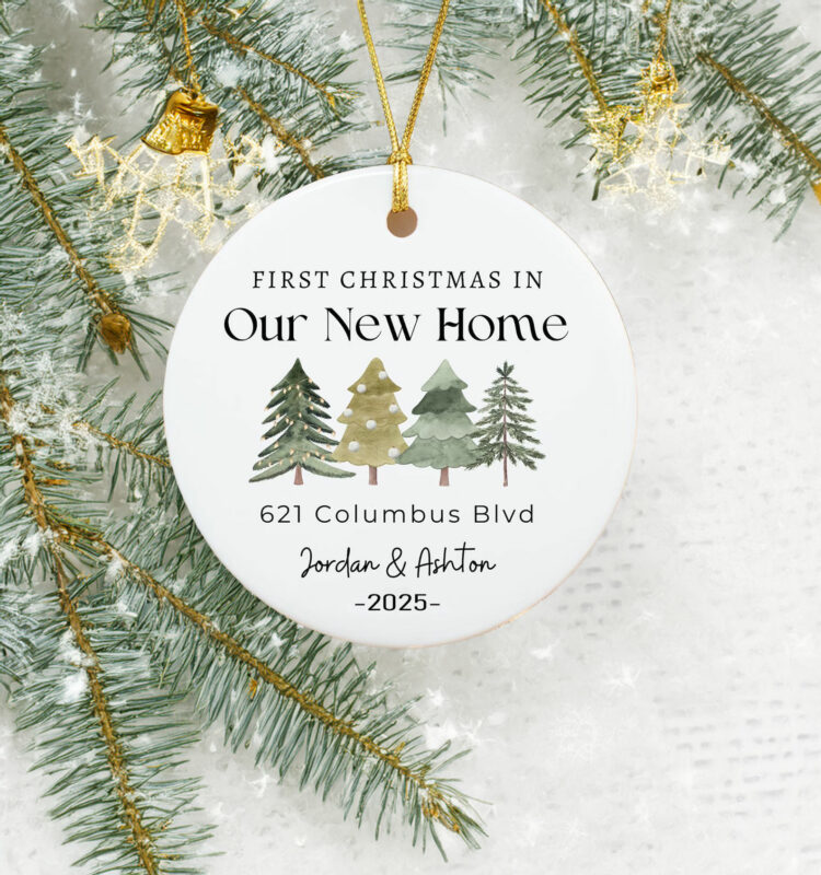 First Christmas in Our New Home Ornament – Personalized 2025 New Home Keepsake