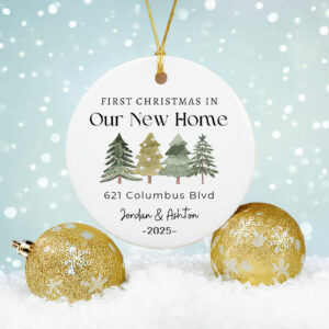First Christmas in Our New Home Ornament – Personalized 2025 New Home Keepsake