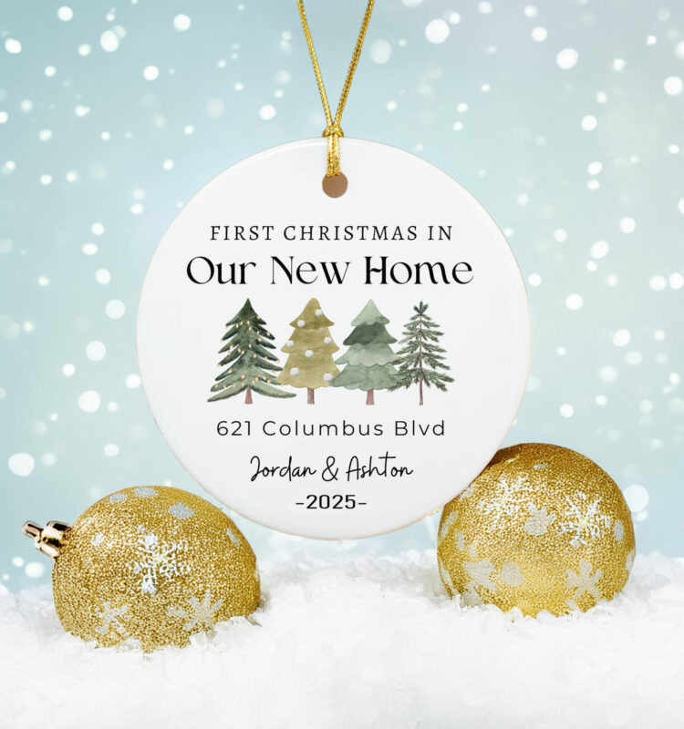 First Christmas in Our New Home Ornament – Personalized 2025 New Home Keepsake