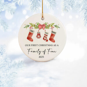 Our First Christmas As A Four Ornament – Baby & Pet Family Keepsake Gift