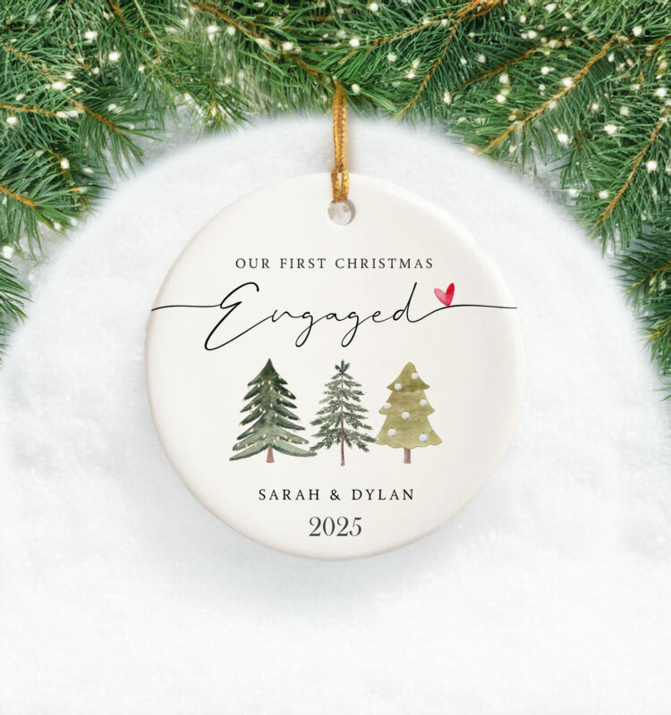 Our First Christmas Engaged Ornament – Personalized Engagement Keepsake