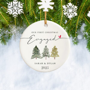 Our First Christmas Engaged Ornament – Personalized Engagement Keepsake