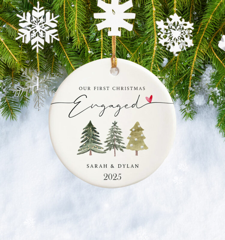 Our First Christmas Engaged Ornament – Personalized Engagement Keepsake