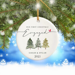 Our First Christmas Engaged Ornament – Personalized Engagement Keepsake
