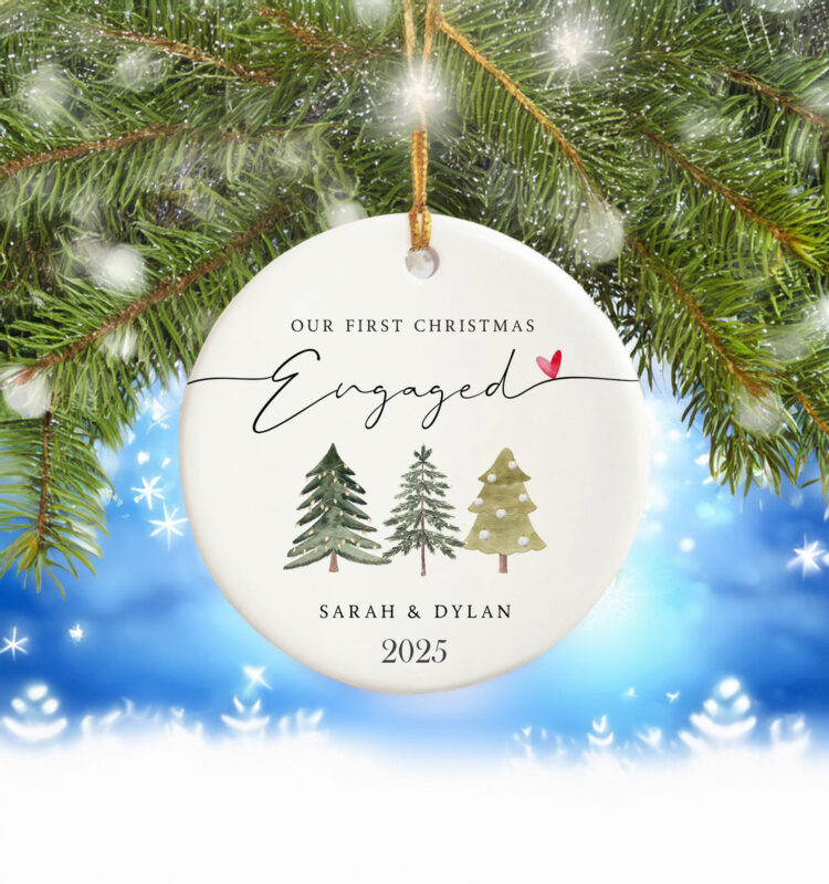 Our First Christmas Engaged Ornament – Personalized Engagement Keepsake