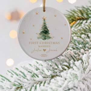 Personalized First Christmas Ornament – Married Date Keepsake & Holiday Gift