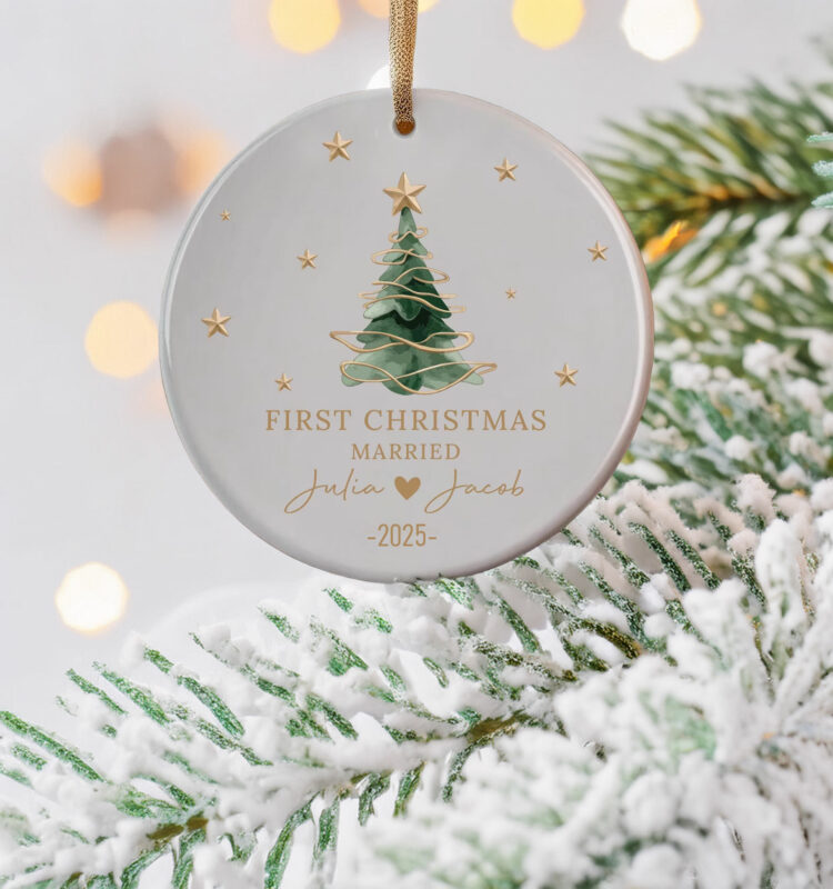 Personalized First Christmas Ornament – Married Date Keepsake & Holiday Gift