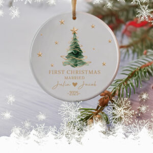 Personalized First Christmas Ornament – Married Date Keepsake & Holiday Gift