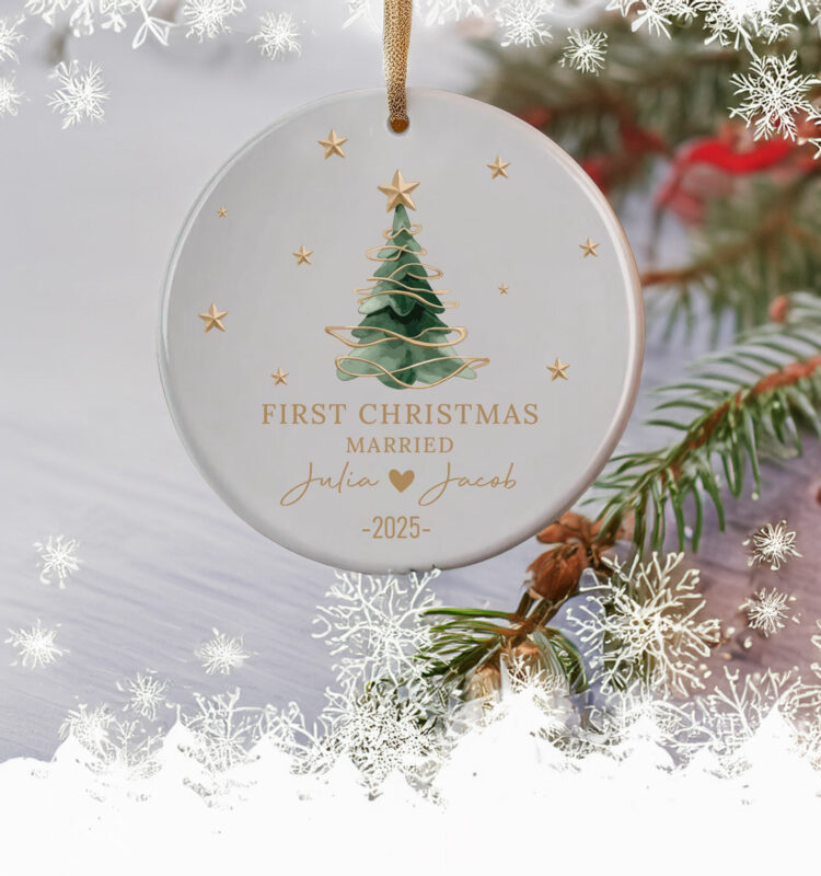Personalized First Christmas Ornament – Married Date Keepsake & Holiday Gift