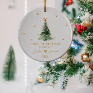 Personalized First Christmas Ornament – Married Date Keepsake & Holiday Gift