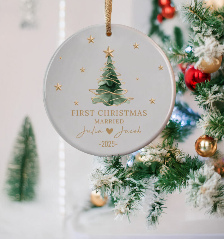 Personalized First Christmas Ornament – Married Date Keepsake & Holiday Gift