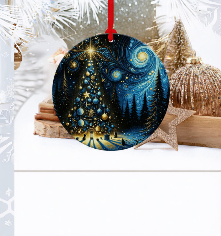 Starry Night Christmas Ornament – Elegant Holiday Decoration & Heirloom Keepsake