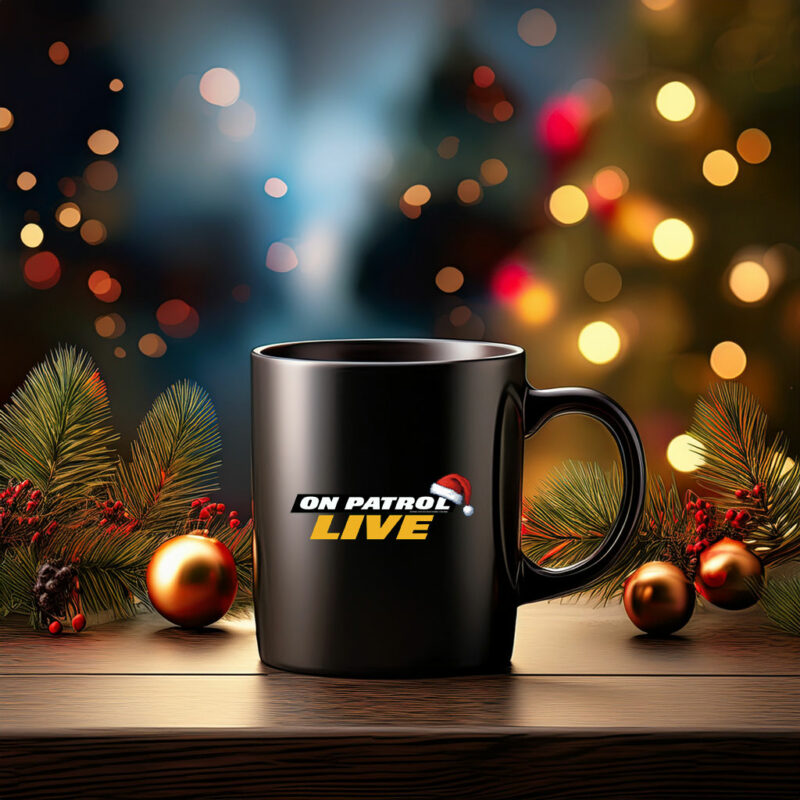 On Patrol Live Logo Santa Clause Hat Mug