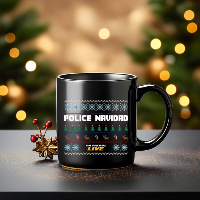 On Patrol Live Police Navidad Santa Claus Hat Mug
