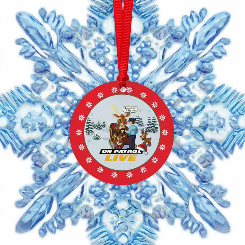 On Patrol Live Reindeer Field Sobriety Test Red Ornament
