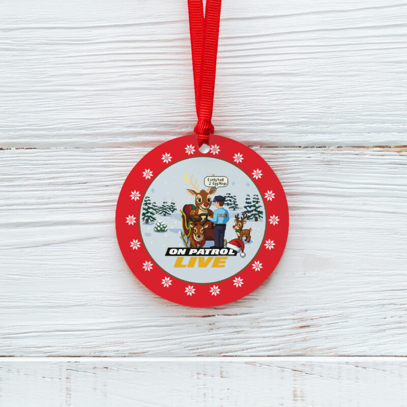 On Patrol Live Reindeer Field Sobriety Test Red Ornament