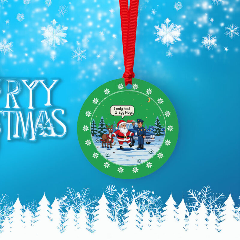 On Patrol Live Santa's Field Sobriety Test Green Ornament