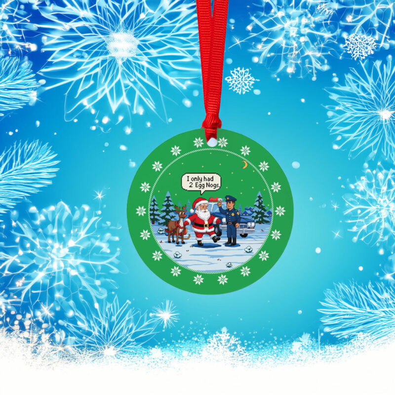 On Patrol Live Santa's Field Sobriety Test Green Ornament