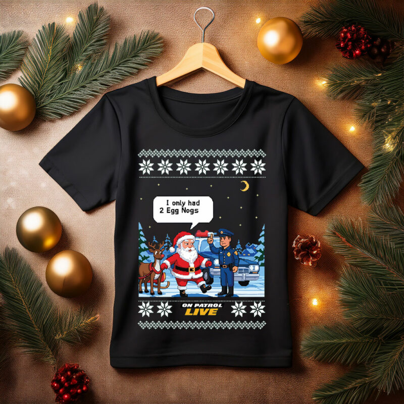 On Patrol Live Santa's Field Sobriety Test Ugly Christmas Sweater Fleece Sweatshirt