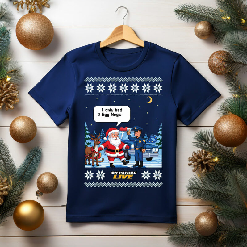 On Patrol Live Santa's Field Sobriety Test Ugly Christmas Sweater Fleece Sweatshirt