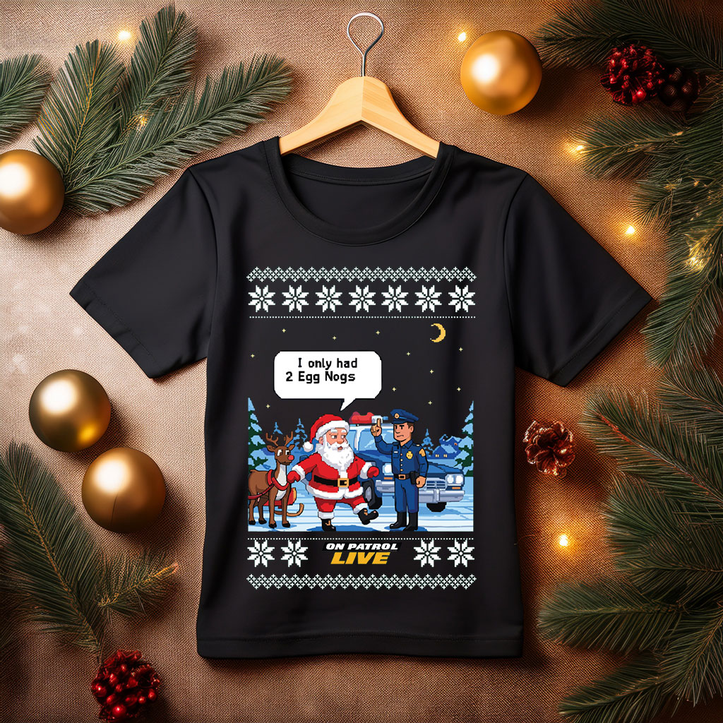 On Patrol Live Santa's Field Sobriety Test Ugly Christmas Sweater Fleece Sweatshirt