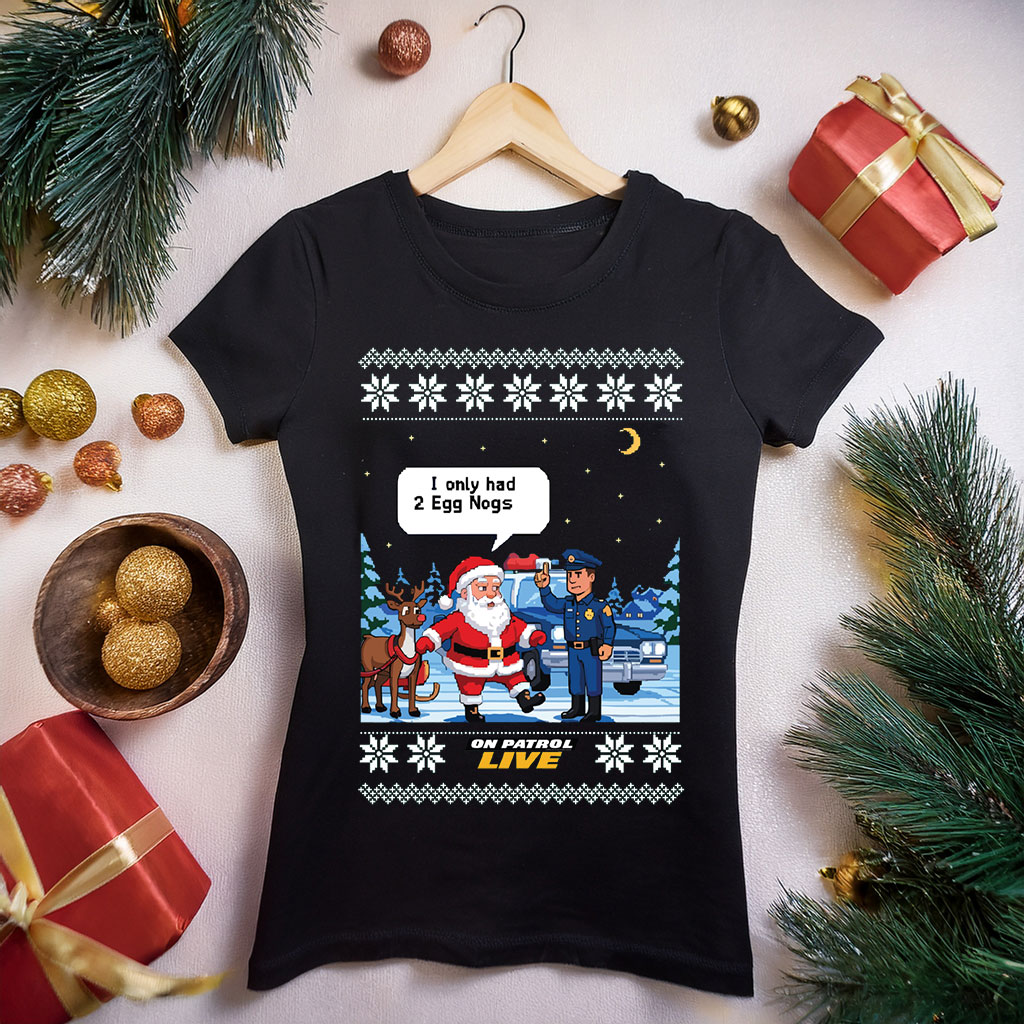 On Patrol Live Santa's Field Sobriety Test Ugly Christmas Sweater Fleece Sweatshirt