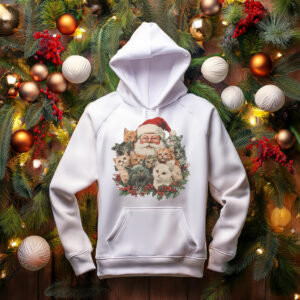 Retro Santa Claus & Kittens Christmas Winter 90s Sweatshirt