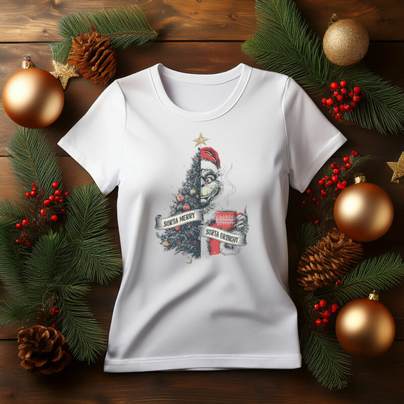 Sorta Merry Sorta Grinchy Christmas Tree T-Shirt