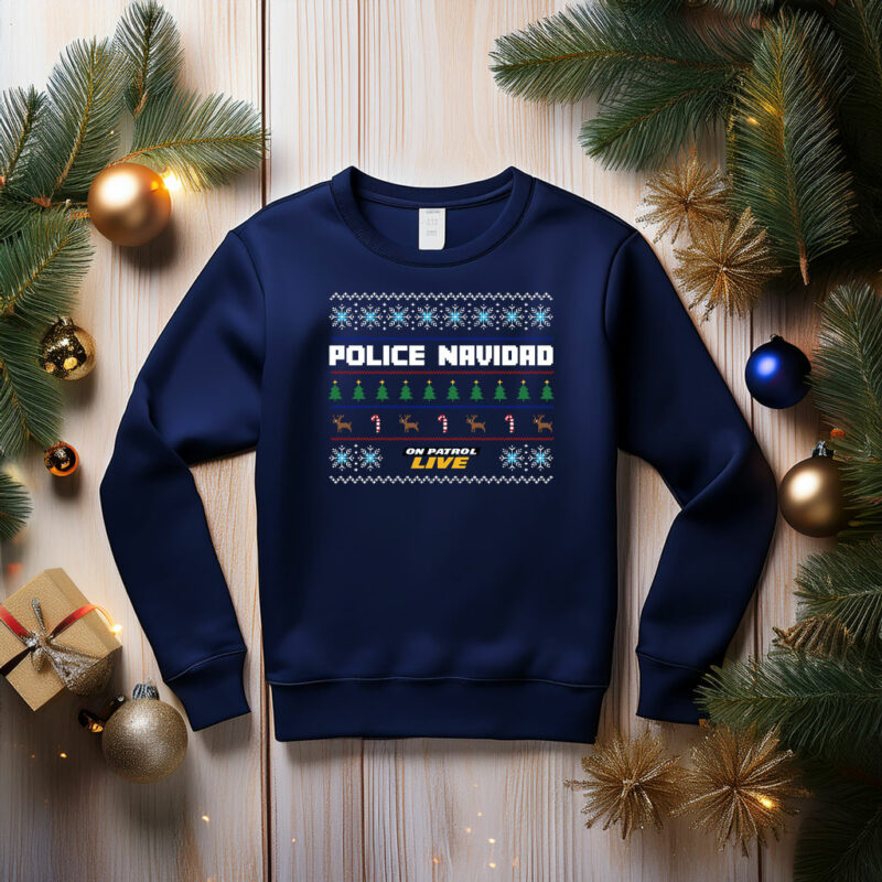 On Patrol Live Police Navidad Santa Clause Hat Fleece Sweatshirt